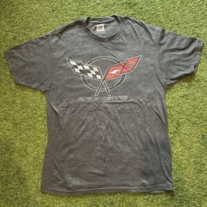 Corvette T Shirt Mens L Large Gray Graphic Print GM Short Sleeve Crew Neck Logo